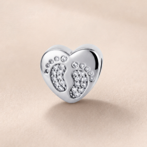 Baby Footprint Heart Charm