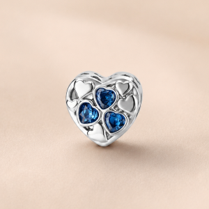 Triple Blue Heart Charm