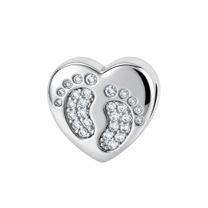Baby Footprint Heart Charm