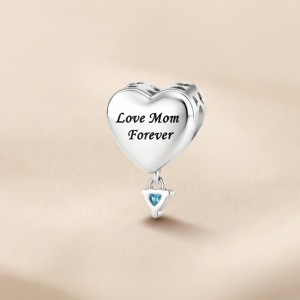 Love Mom Forever Heart Charm