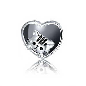 Striped Kitty Photo Heart Charm