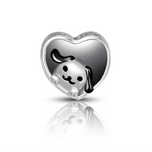 Puppy Peek Photo Heart Charm