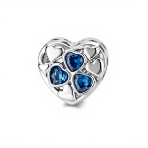 Triple Blue Heart Charm