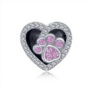 Personalized Pink Paw Heart Keepsake