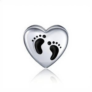Baby Footprint Enamel Heart Charm