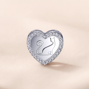 Kitty Love Photo Heart Charm