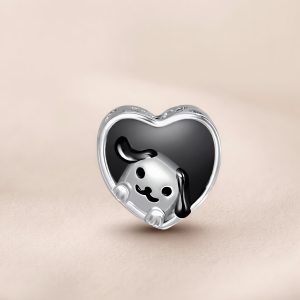 Puppy Peek Photo Heart Charm