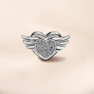 Angel Wing Heart Charm