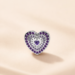 Purple Radiant Heart Charm