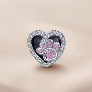 Personalized Pink Paw Heart Keepsake