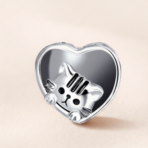 Striped Kitty Photo Heart Charm