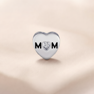 Bold MOM Heart Charm