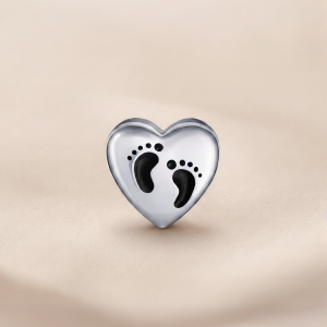 Baby Footprint Enamel Heart Charm